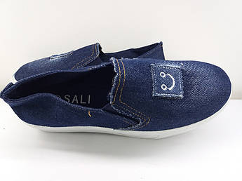 Туфлі сліпони жіночі натуральний джинс синій +вишивка.Фабрична Туреччина. 39