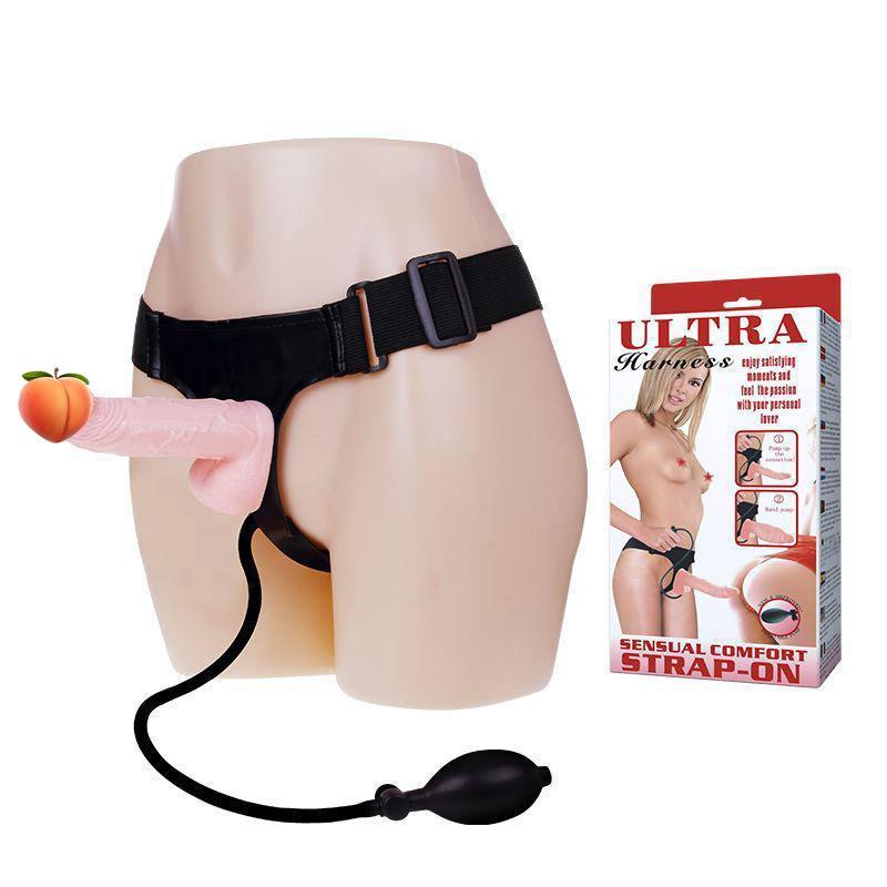 Жіночий Страпон з грушею ULTRA HARNESS 16,5 см 3,5 см, фото 1
