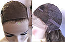 Перука з натурального волосся з імітацією шкіри голови, русявий на сітці із шовком, фото 9