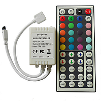 Контролер RGB IR 6A 72w (6А 72вт) 44 кнопки 12 V, для багатобарвної світлодіодної стрічки