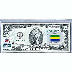 Банкнота США 2 08 2013 з друком USPS, прапор Габона, Gem UNC