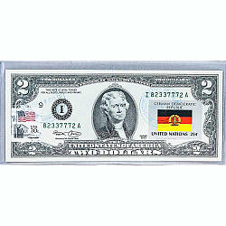 Банкнота США 2 долар 2003 з друком USPS, прапор ГДР, Gem UNC