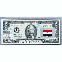 Банкнота США 2 долари 2003 з друком USPS, прапор ЄНА, Gem UNC