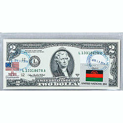 Банкнота США 2 долар 2003 з друком USPS, прапор 91-01, Gem UNC