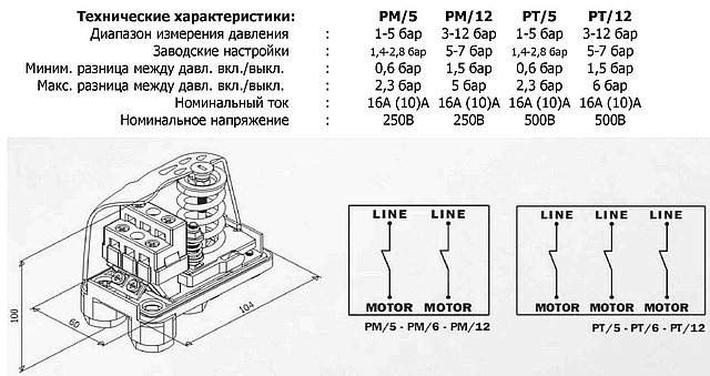 Реле давления Italtecnica PТ/ 5G (1-5 бара) насосов 380В (Италия) - фото 3 - id-p8782993