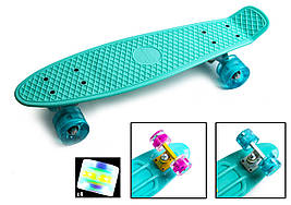 Пенніборд Penny Board TURQUOISE Бірюза на СВЕТ колесах