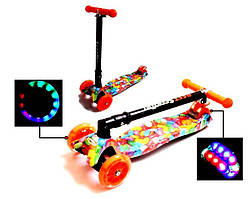 Самокат MAXI зі складаним кермом і світними колесами "Карамелька"
