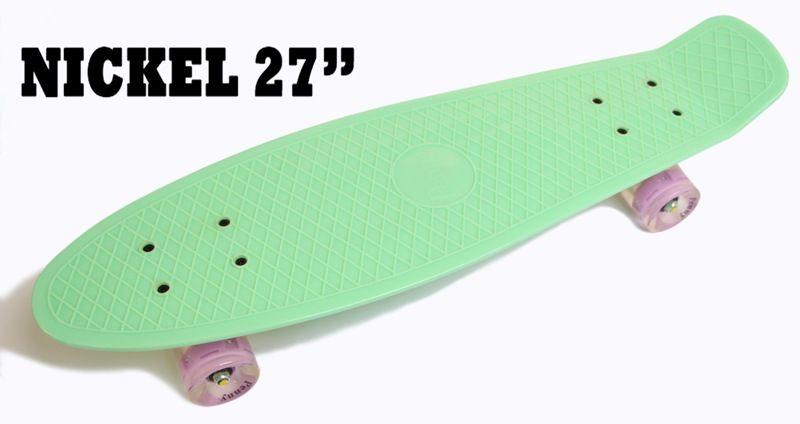 Пенніборд Nickel 27". М'ятний колір. Блискучі колеса, фото 1