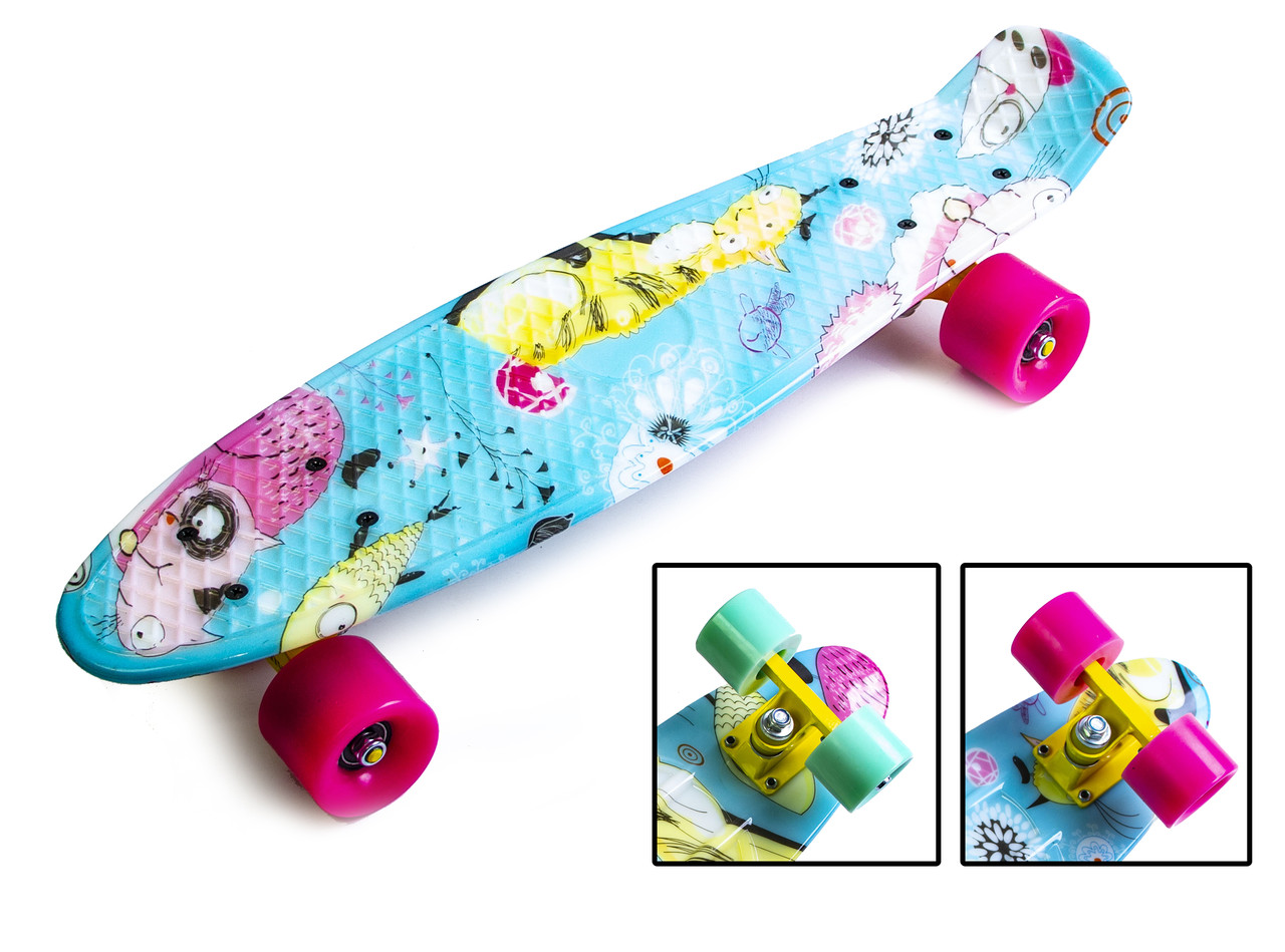 Скейт Penny Board "Котики" з поліуретановими колесами