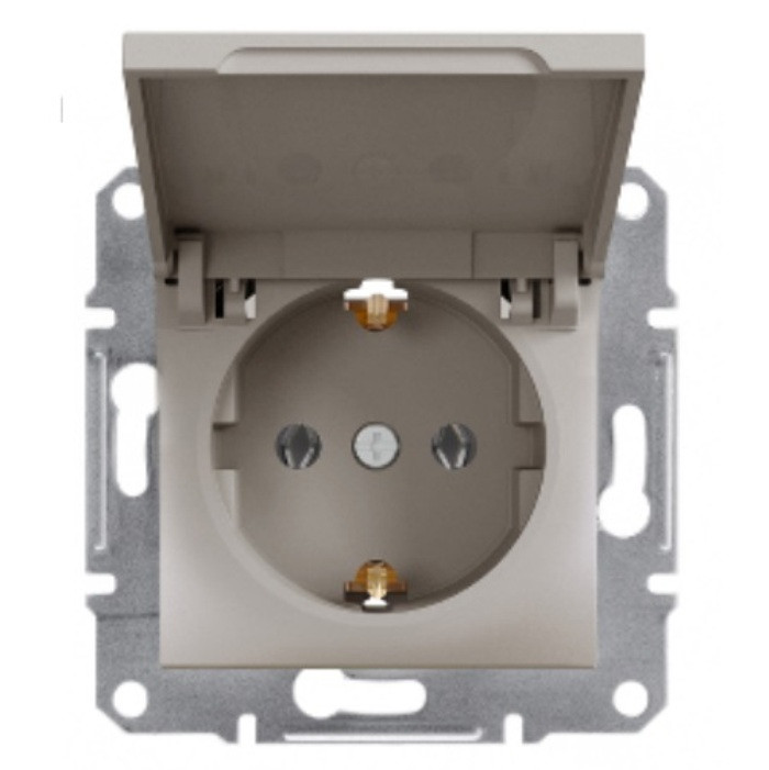 Розетка з захисною кришкою та заземленням бронза Schneider еlectric Asfora EPH3100169
