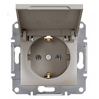 Розетка з захисною кришкою та заземленням бронза Schneider еlectric Asfora EPH3100169