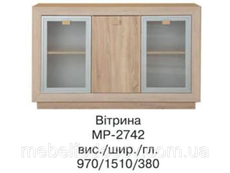 Комод-вітрина Корвет МР-2742 (БМФ) 1510х970х970мм акація, фото 1