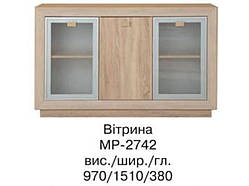 Комод-вітрина Корвет МР-2742 (БМФ) 1510х970х970мм акація