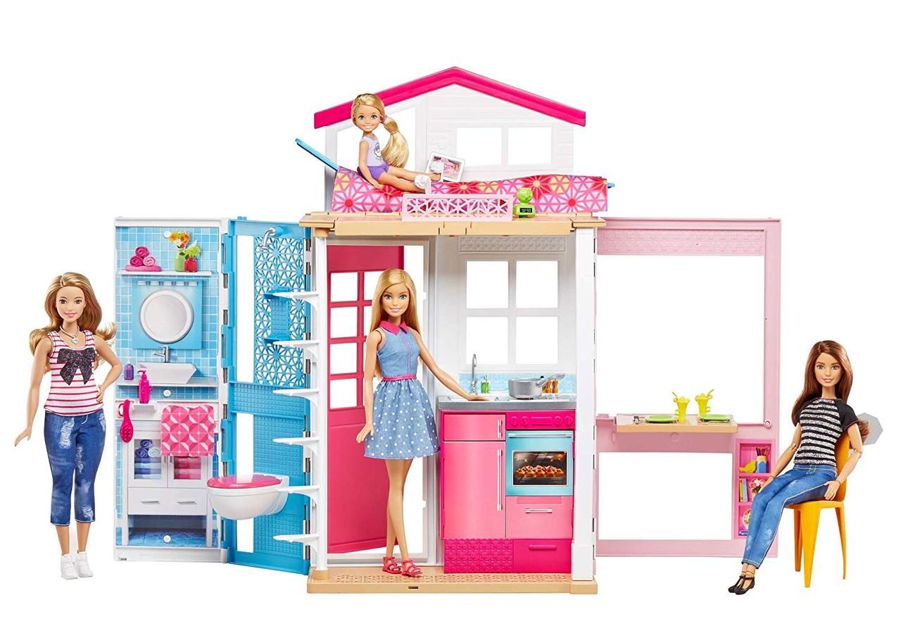 Ігровий набір Barbie двоповерховий будиночок із лялькою Барбі портативний DVV48