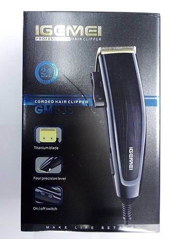 Професійна машинка для стрижки волосся Gemei GM835 з титановим ножем, фото 2