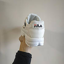 Fila Disruptor Білі зі смугою та сіткою кросівки жіночі екошкіра демісезон, фото 3