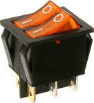 Перемикач IRS-2101-1A (ON-OFF) подвійний жовтий з підсв. 6 pin