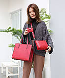 Жіноча червона сумка + комплект 3 в 1 опт, фото 5