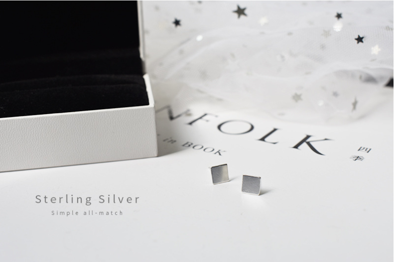 Срібні Сережки Гвоздики Пусети "Кубізм" в стилі Мінімалізм