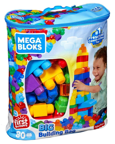 Конструктор Класичний 80 деталей Mega Bloks 80-Piece Big Building Bag, Classic