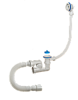 Сифон для ванны 1 1/2"х40 с переливом c пластиковым выпуском, с гибкой гофротрубой 40х40/50,VTM А-60089