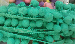 Тасьма кульки (тасьма з помпонами) колір м'ята. довжина 18 метрів