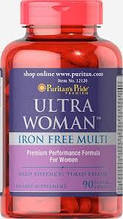 Вітаміни для жінок, puritan's pride ultra woman iron free 90 таблеток