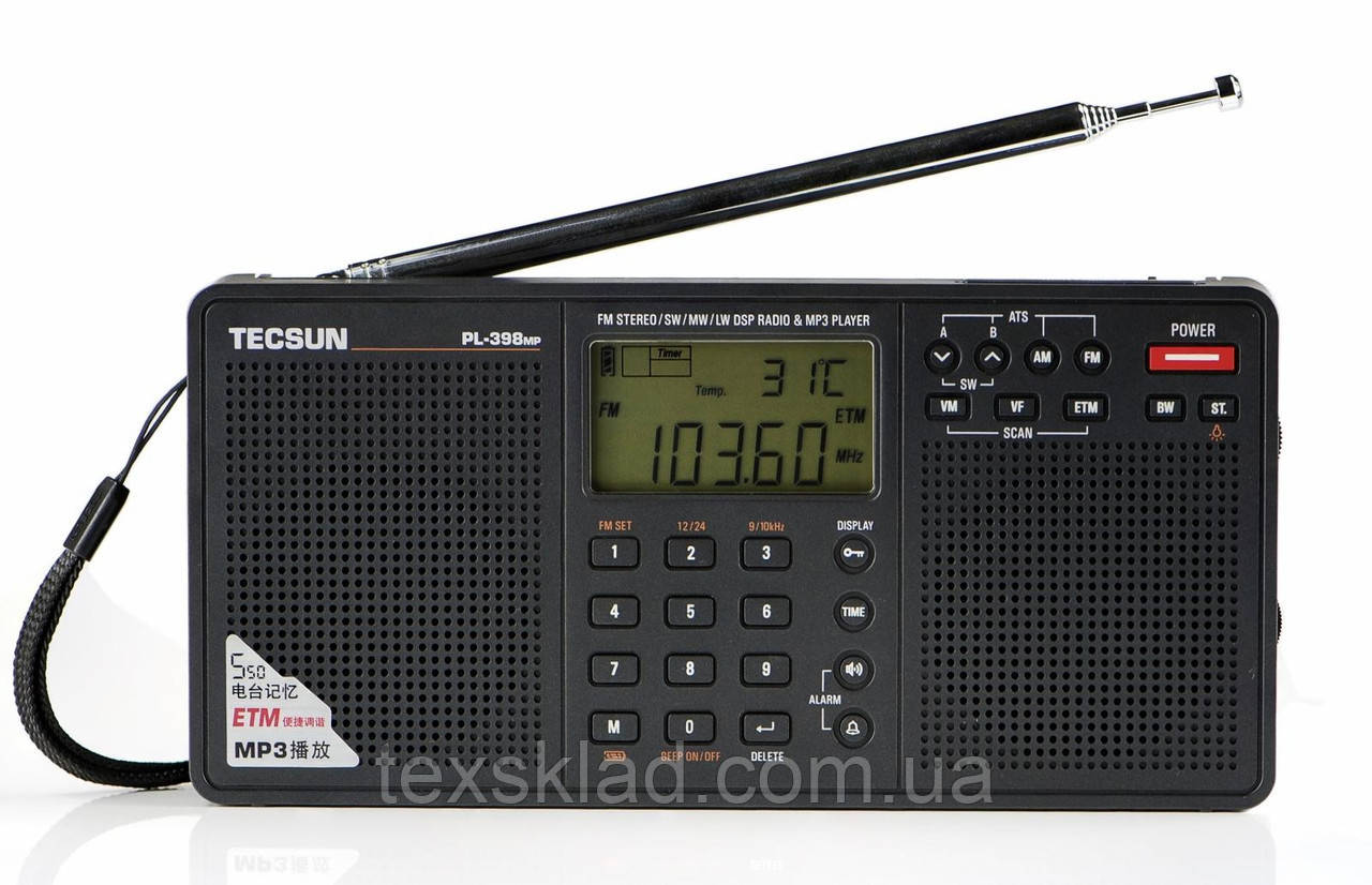Цифровий радіоприймач всехвильовий з MP3-плеєром Tecsun PL-398MP