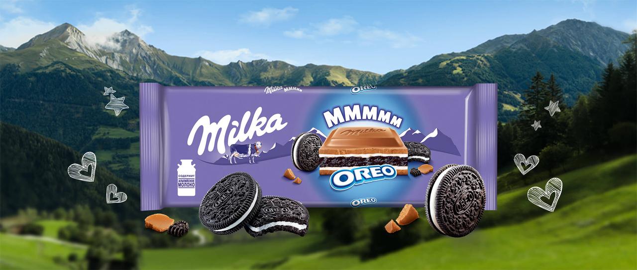 Шоколад молочний Milka Oreo Мілка з печивом Горіо 300 г х 10 шт. в упаковці