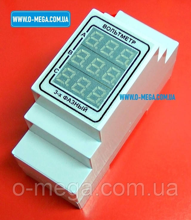 Вольтметр цифровий AC 50-420V трифазний DIN, фото 1