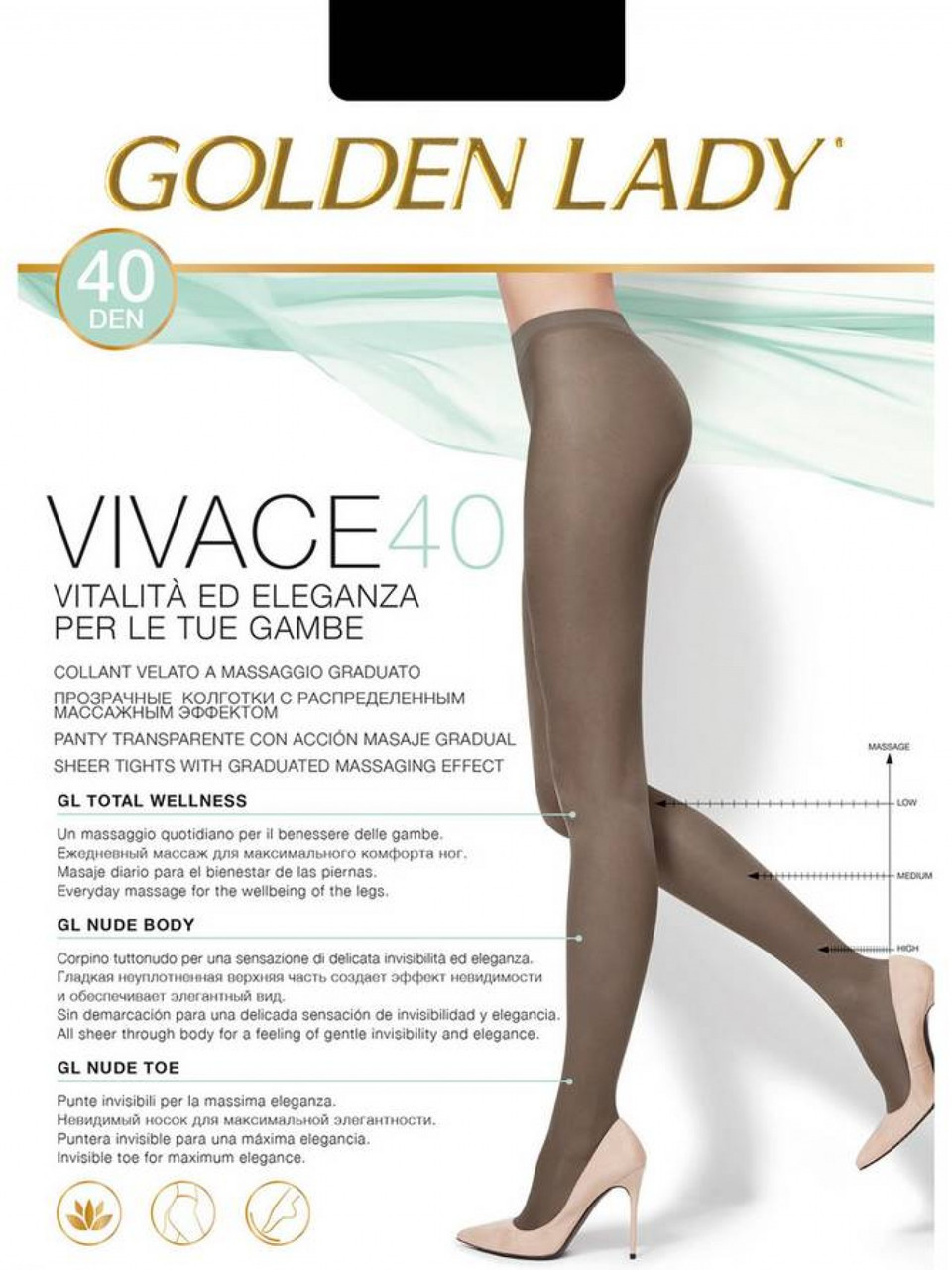 Колготки жіночі Golden Lady Vivace 40 den, всі розміри, у сі кольори, колготки Omsa