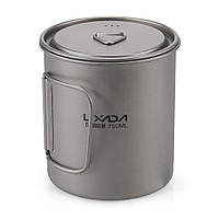 Посуда Lixada Titanium кружка со складными ручками и крышкой, 750ml