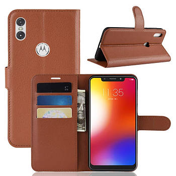 Чохол-книжка Litchie Wallet для Motorola Moto One Power Коричневий