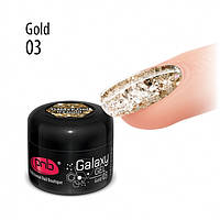 PNB UV/LED Galaxy Gel 03 Gold - глиттерный гель золото, 5 мл