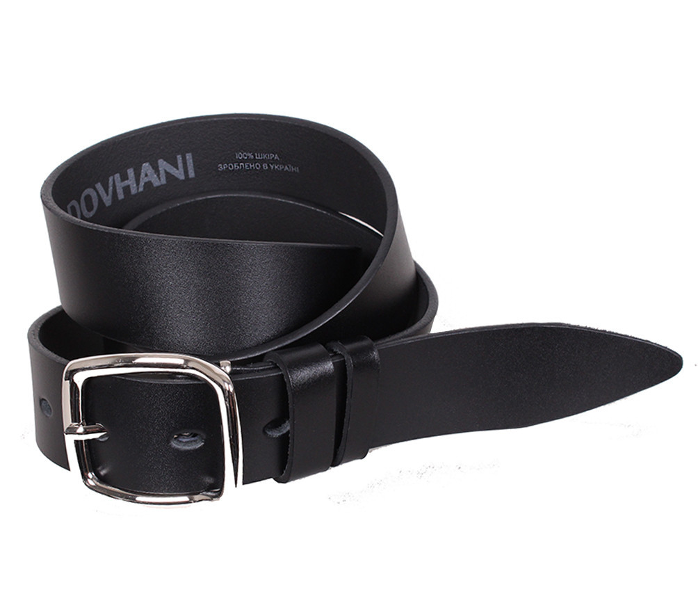 Чоловічий шкіряний ремінь Dovhani LL32-193558 115-125 см Чорний