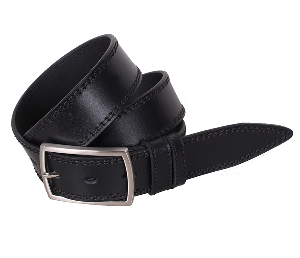 Чоловічий шкіряний ремінь Dovhani LP611-19918 115-125 см Чорний