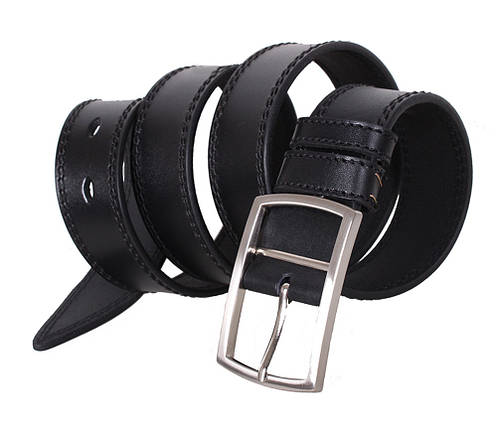 Чоловічий шкіряний ремінь Dovhani LP611-19918 115-125 см Чорний, фото 2