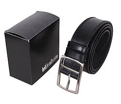 Чоловічий шкіряний ремінь Dovhani LP611-19918 115-125 см Чорний, фото 4