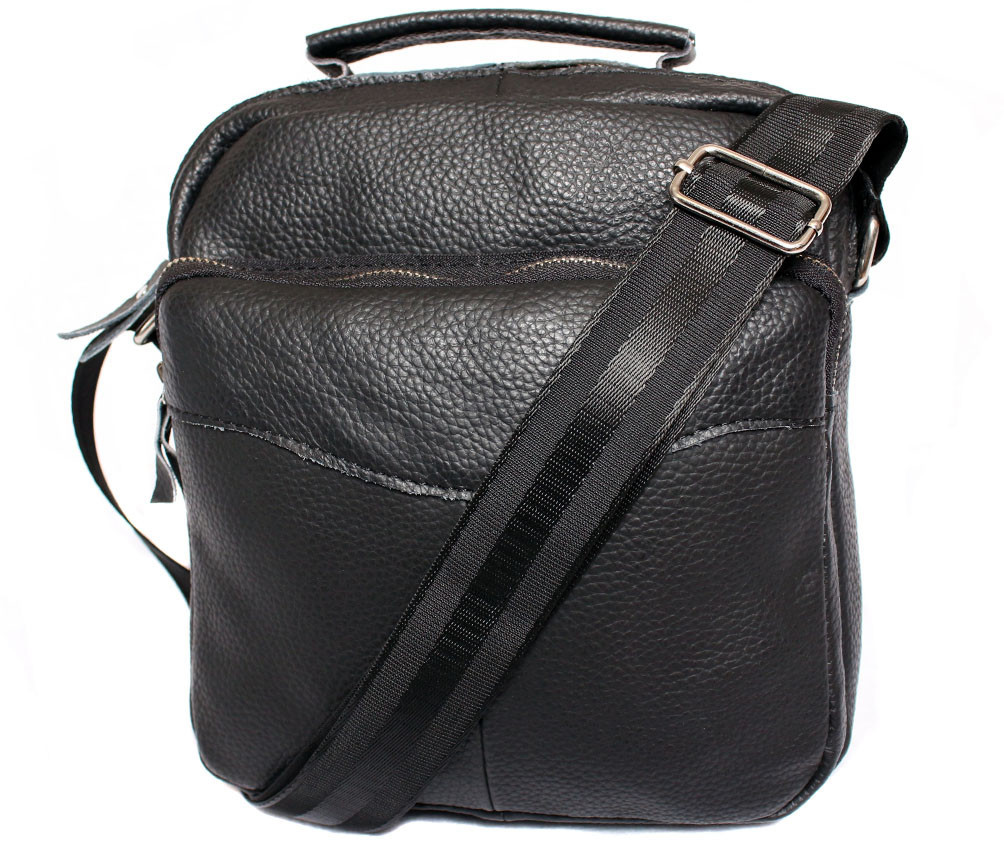 Чоловіча шкіряна сумка Dovhani BL30012437 Чорна 27 x 25 x 9 см