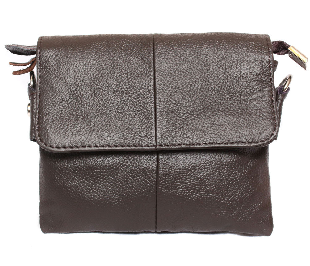 Чоловіча шкіряна сумка Dovhani BL30014652 Коричнева 15 x 17 x 4 см.