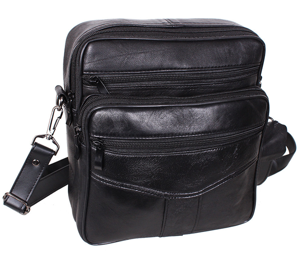 Чоловіча шкіряна сумка Dovhani SW2014-174m Чорна 24 x 20 x 10 см