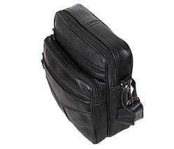 Чоловіча шкіряна сумка Dovhani SW2014-174m Чорна 24 x 20 x 10 см, фото 4