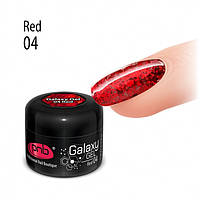 PNB UV/LED Galaxy Gel 04 Red - глиттерный гель красный, 5 мл