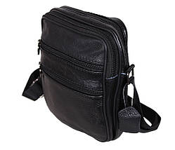 Чоловіча шкіряна сумка через плече барсетка Dovhani Bon R0326m Чорна 19 x 16 x 8 см., фото 2