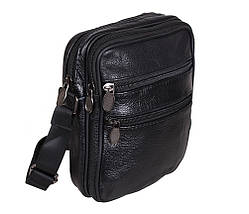 Чоловіча шкіряна сумка через плече барсетка Dovhani Bon R0326m Чорна 19 x 16 x 8 см., фото 3