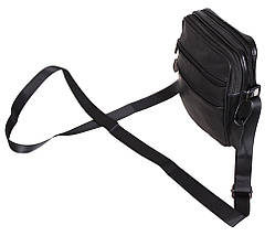 Чоловіча шкіряна сумка через плече барсетка Dovhani Bon R0326m Чорна 19 x 16 x 8 см., фото 4