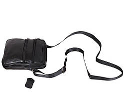 Чоловіча шкіряна сумка через плече барсетка Dovhani Bon R0326m Чорна 19 x 16 x 8 см., фото 5