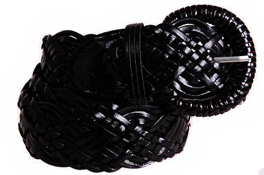 Плетений жіночий шкіряний ремінь Dovhani PL45015 102-108 см Чорний