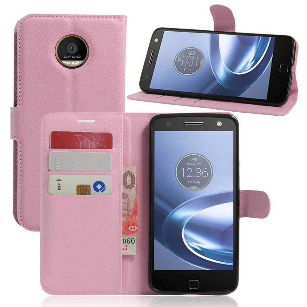 Чохол-книжка Litchie Wallet для Motorola Moto Z XT1650 Світло-рожевий