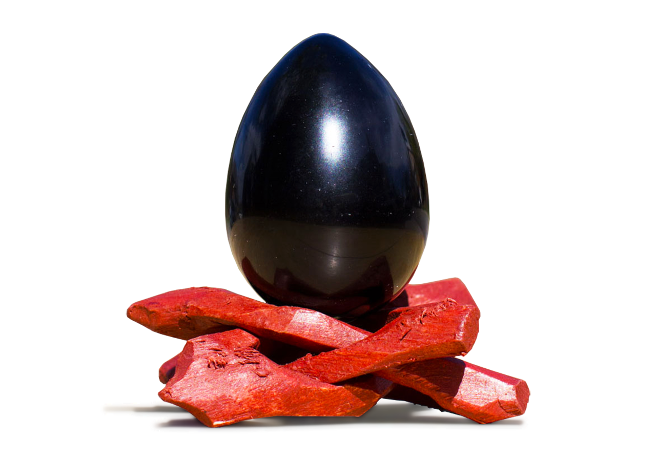 Комплект яєць Йоні-Кегель "BLACK OBSIDIAN YONI EGG" натуральний обсидіан (3 шт.)